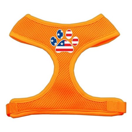 UNCONDITIONAL LOVE Paw Flag USA Screen Print Soft Mesh Harness Orange Extra Large UN955405